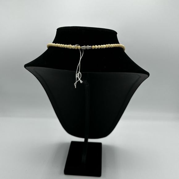 Vintage 60s Bone and Horn Bead Necklace, Brass Hardware - Picture 4 of 5